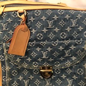 Louis Vuitton blue monogram denim flat shopper